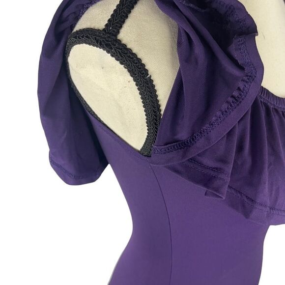 Trendyland purple sleeveless ruffled bodycon bodysuit sz S - Picture 5 of 8